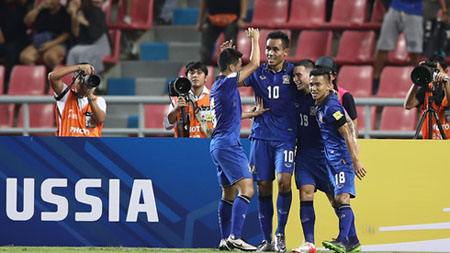 ĐT Thái  Lan đã có được điểm số đầu tiên tại vòng loại thứ 3 World Cup 2018.